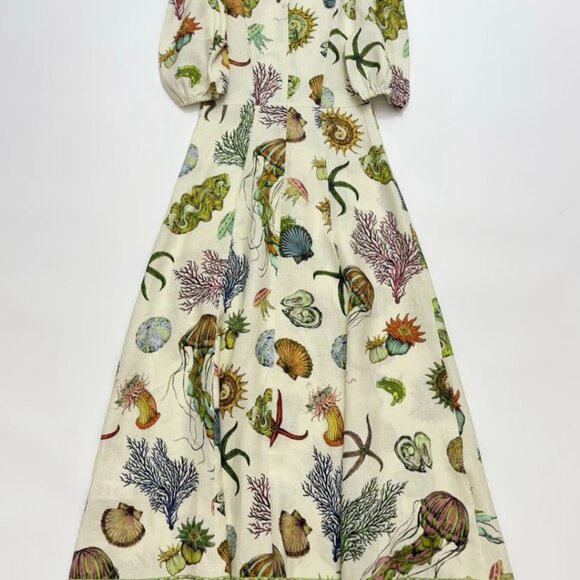 ALÉMAIS Sea Short-Sleeve Linen Midi Dress - Picture 6 of 16